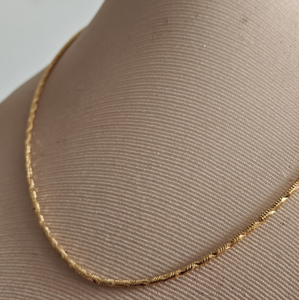 Vintage Monet Diamond Cut Gold Plated Round Snake Chain Necklace